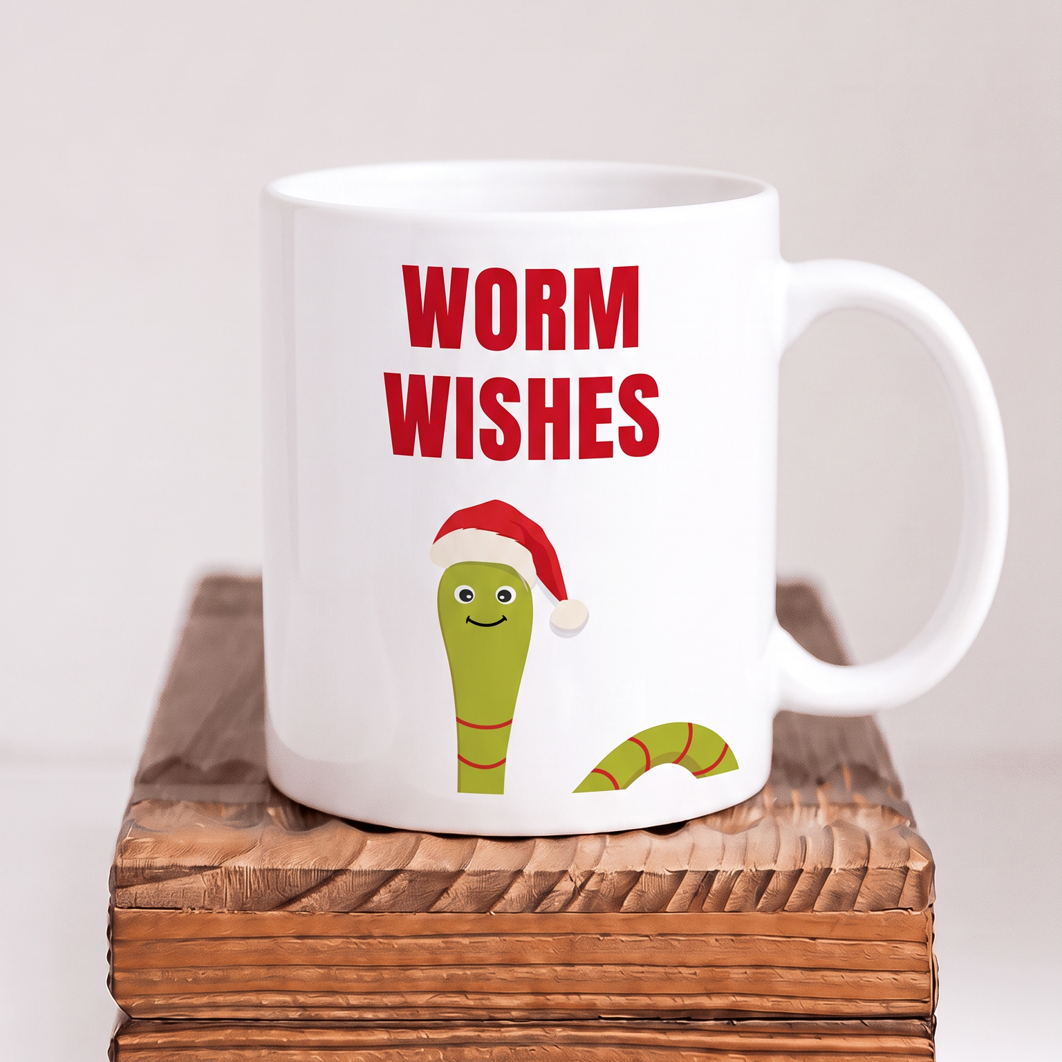 Keramik Tasse Weihnachten „Worm Wishes“ – Witzige Weihnachtstasse
